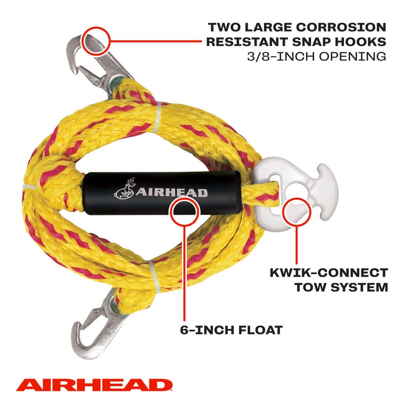 Airhead Heavy Duty Tow Harness for 1-4 Rider Towable Tubes  Water Skis  Wakesurf Boards and Wakeboards  12-Feet Black - Image 3